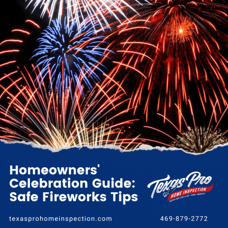 Red, blue, and white fireworks lighting up the night sky