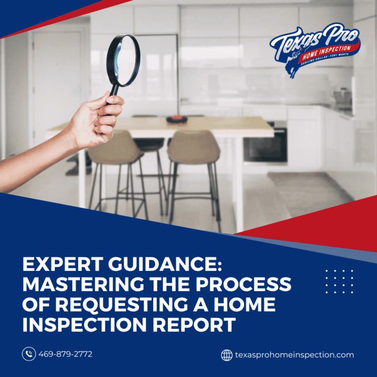 Hand holding a magnifying glass in a modern kitchen