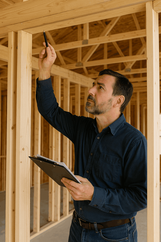 Framing phase inspection on a Fort Worth new build