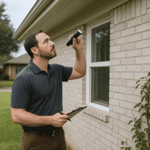 Home inspector performing a buyer inspection on a property in Fort Worth, TX.