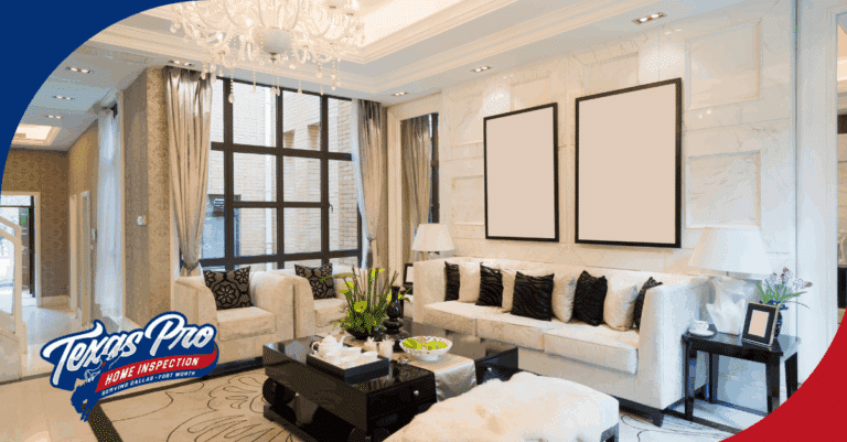 Luxurious living room with elegant furniture, large windows, and chandelier lighting.