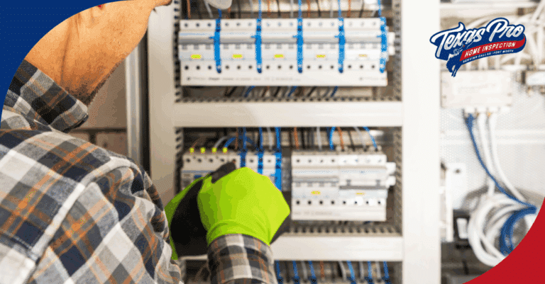 Home inspector checking the electrical breaker panel during an inspection