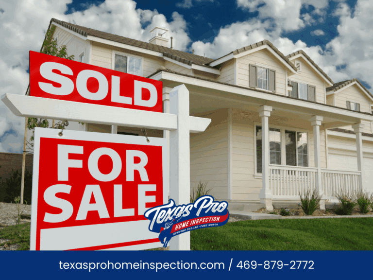 Home for sale with a 'Sold' sign, showcasing Texas Pro Home Inspection services for homebuyers and sellers in Dallas and Fort Worth.