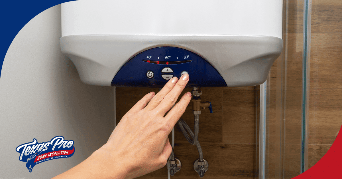 Hand adjusting the temperature on a water heater.